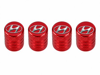Set 4 Capacele Ventil Auto din Aluminiu cu Sigla Hyundai - Rosu