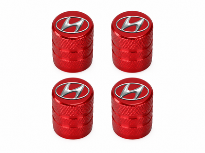 Set 4 Capacele Ventil Auto din Aluminiu cu Sigla Hyundai - Rosu