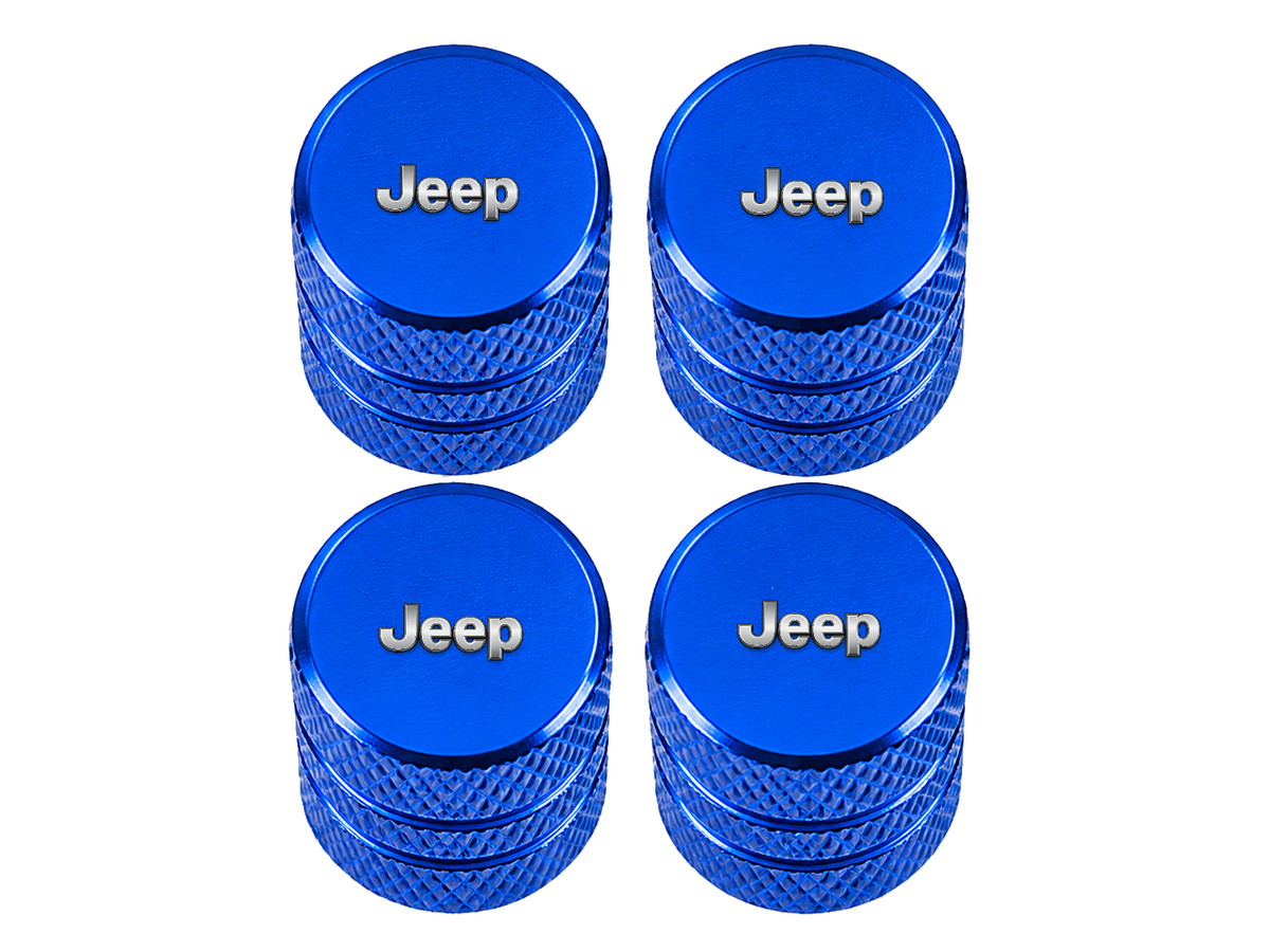 Set 4 Capacele Ventil Auto din Aluminiu cu Sigla Jeep - Albastru