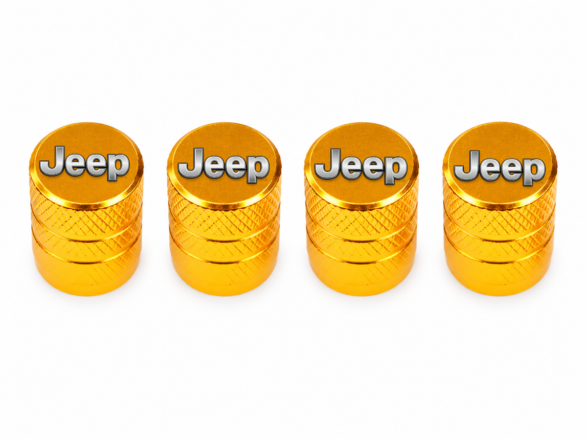 Set 4 Capacele Ventil Auto din Aluminiu cu Sigla Jeep - Gold