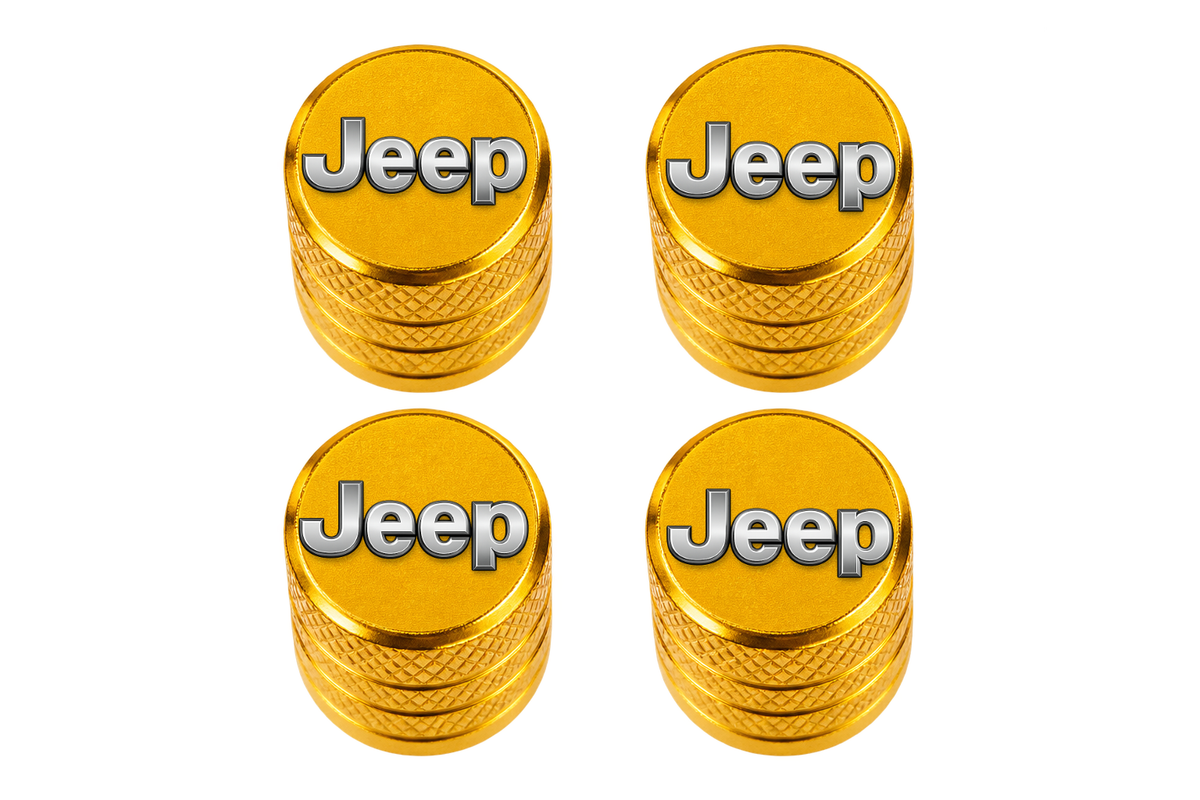 Set 4 Capacele Ventil Auto din Aluminiu cu Sigla Jeep - Gold