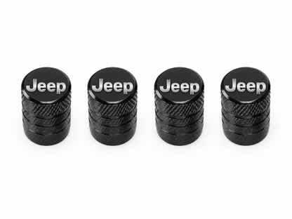 Set 4 Capacele Ventil Auto din Aluminiu cu Sigla Jeep - Negru