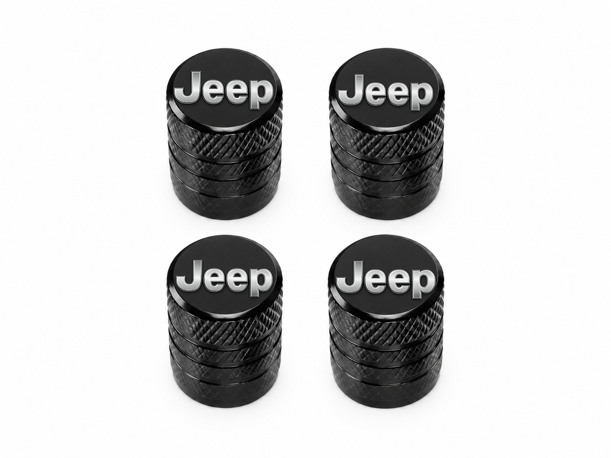 Set 4 Capacele Ventil Auto din Aluminiu cu Sigla Jeep - Negru