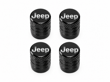 Set 4 Capacele Ventil Auto din Aluminiu cu Sigla Jeep - Negru