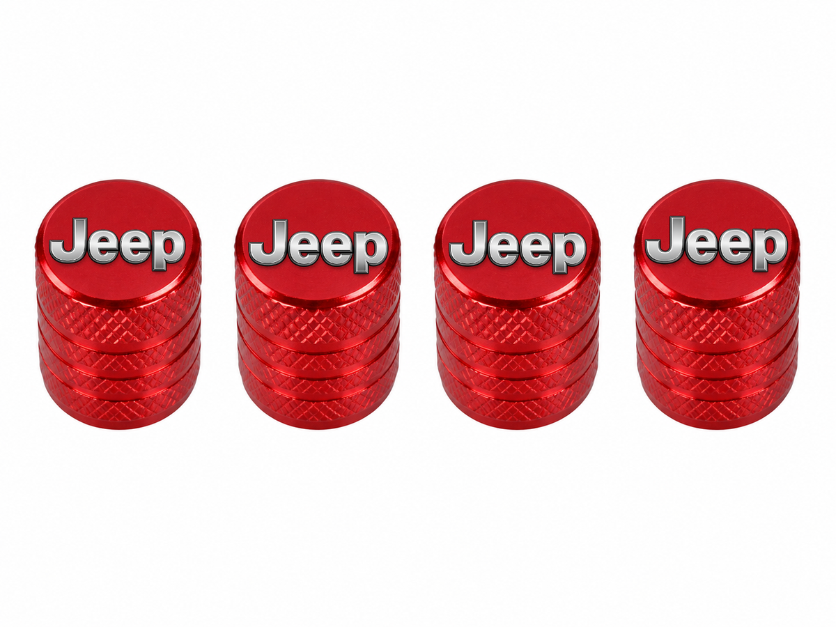 Set 4 Capacele Ventil Auto din Aluminiu cu Sigla Jeep - Rosu