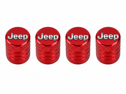 Set 4 Capacele Ventil Auto din Aluminiu cu Sigla Jeep - Rosu