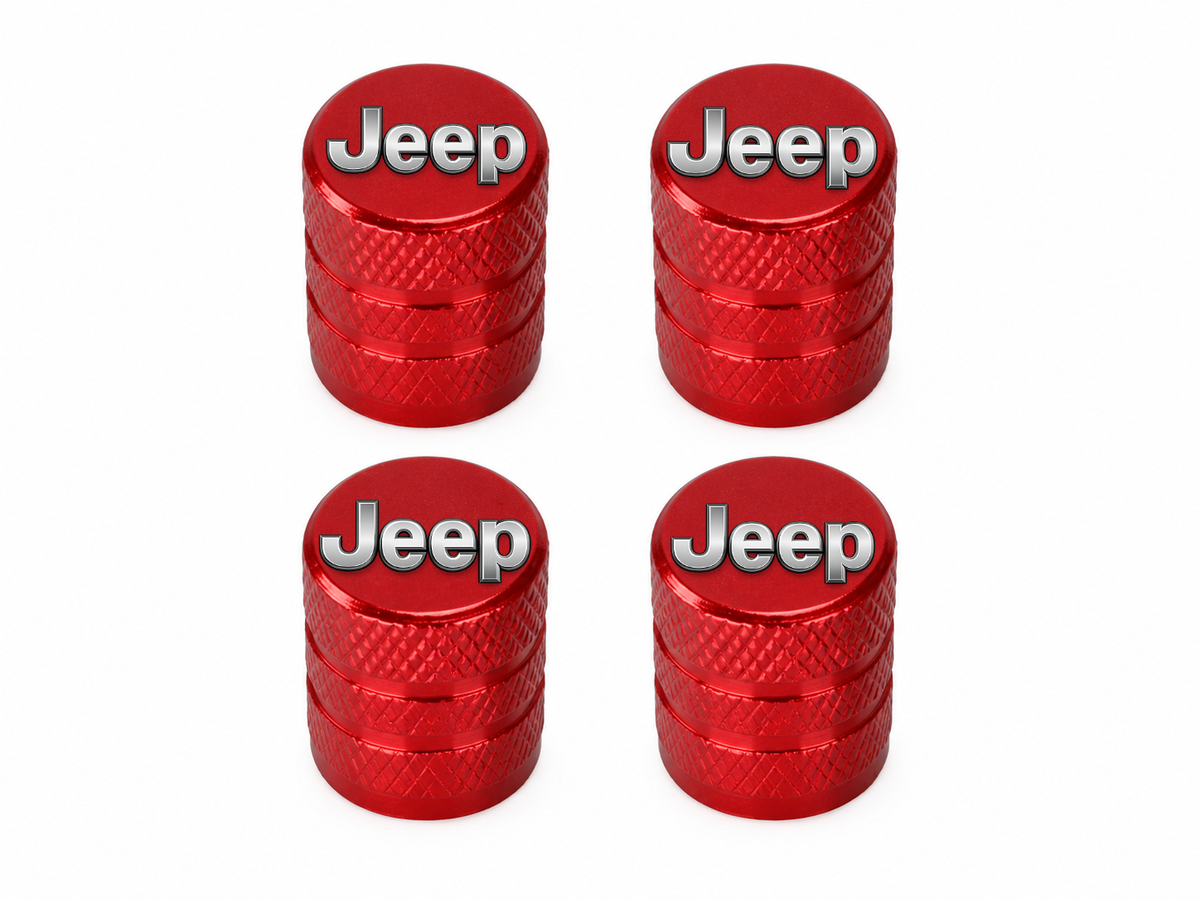 Set 4 Capacele Ventil Auto din Aluminiu cu Sigla Jeep - Rosu