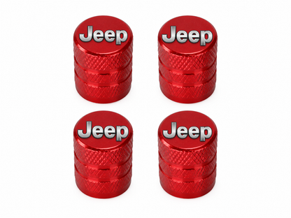 Set 4 Capacele Ventil Auto din Aluminiu cu Sigla Jeep - Rosu