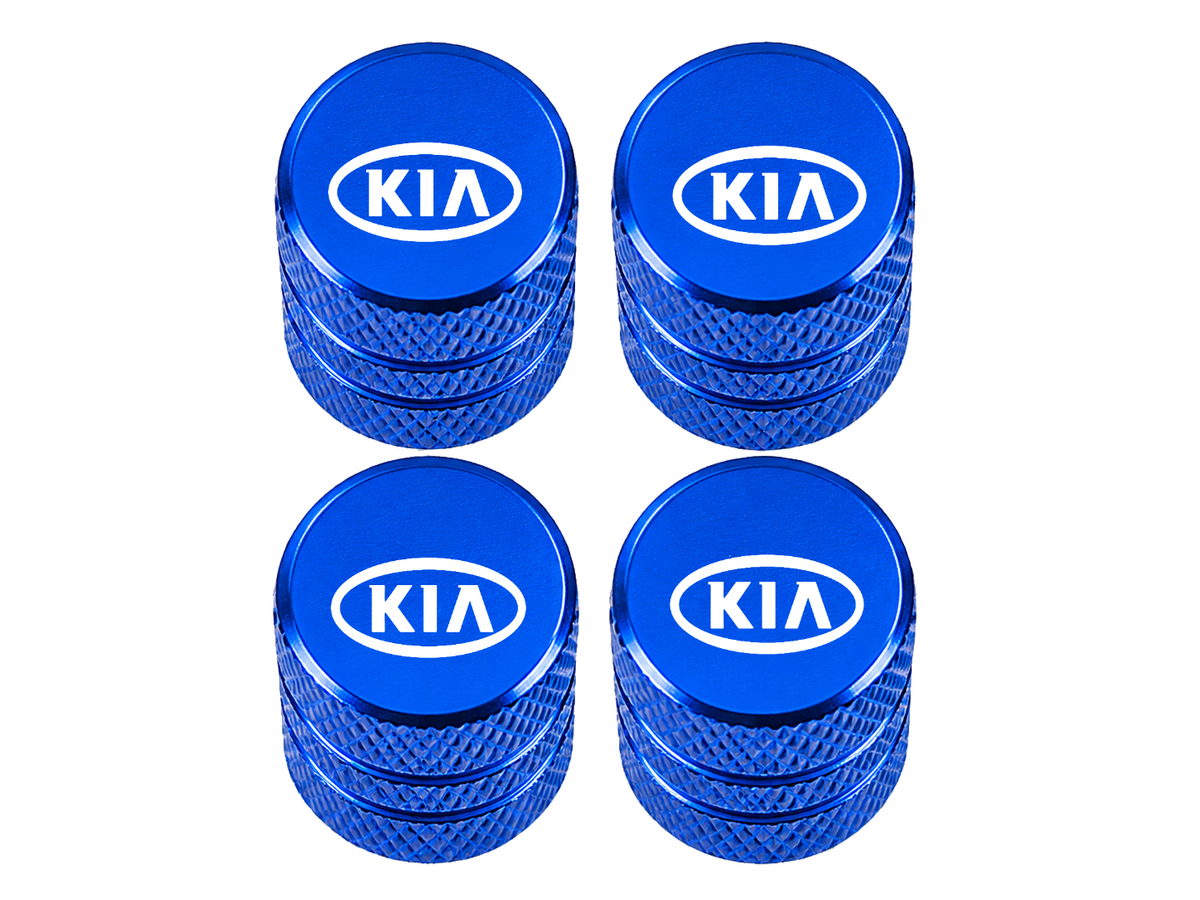Set 4 Capacele Ventil Auto din Aluminiu cu Sigla Kia - Albastru