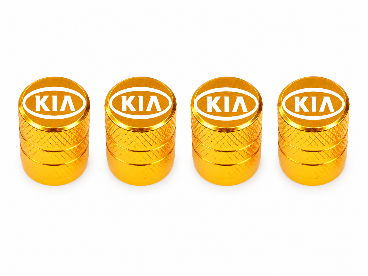 Set 4 Capacele Ventil Auto din Aluminiu cu Sigla Kia - Gold