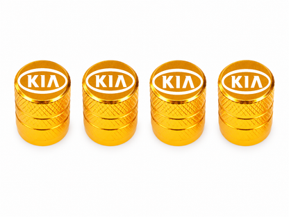 Set 4 Capacele Ventil Auto din Aluminiu cu Sigla Kia - Gold