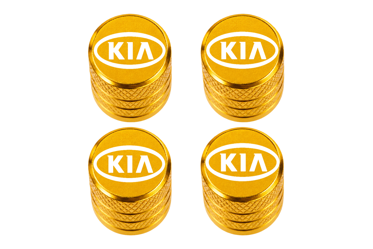 Set 4 Capacele Ventil Auto din Aluminiu cu Sigla Kia - Gold