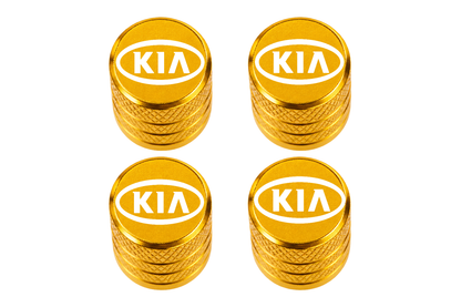 Set 4 Capacele Ventil Auto din Aluminiu cu Sigla Kia - Gold