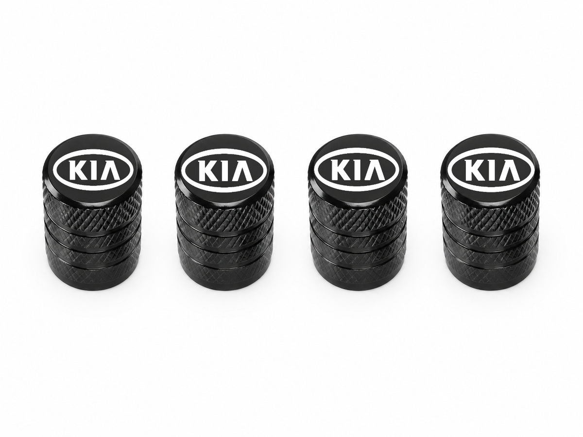 Set 4 Capacele Ventil Auto din Aluminiu cu Sigla Kia - Negru