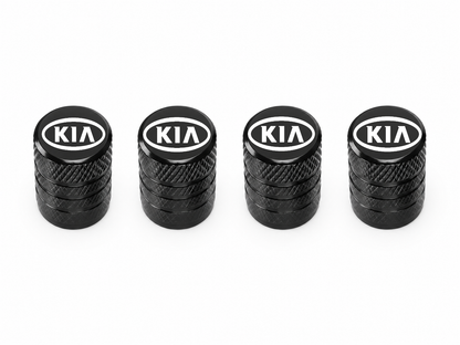 Set 4 Capacele Ventil Auto din Aluminiu cu Sigla Kia - Negru