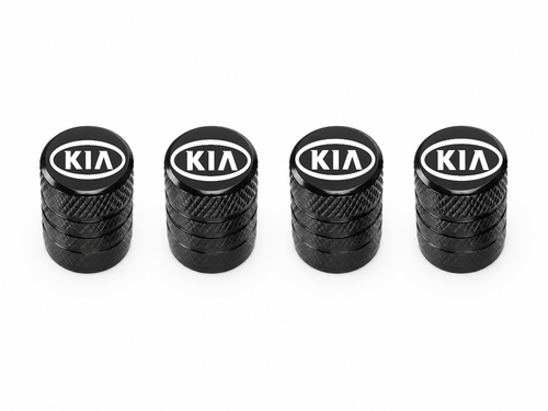 Set 4 Capacele Ventil Auto din Aluminiu cu Sigla Kia - Negru
