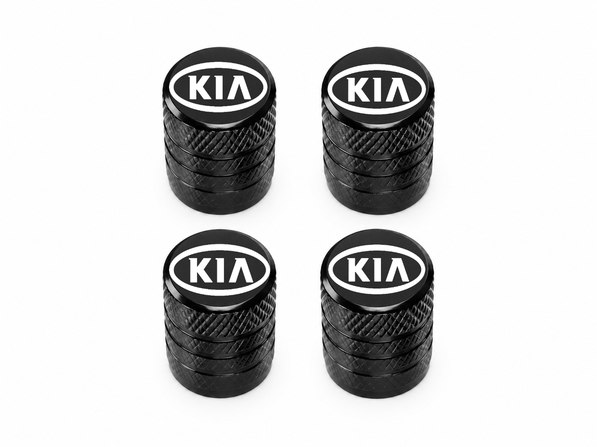 Set 4 Capacele Ventil Auto din Aluminiu cu Sigla Kia - Negru