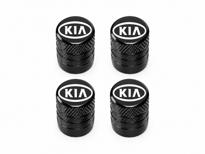 Set 4 Capacele Ventil Auto din Aluminiu cu Sigla Kia - Negru