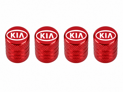 Set 4 Capacele Ventil Auto din Aluminiu cu Sigla Kia - Rosu