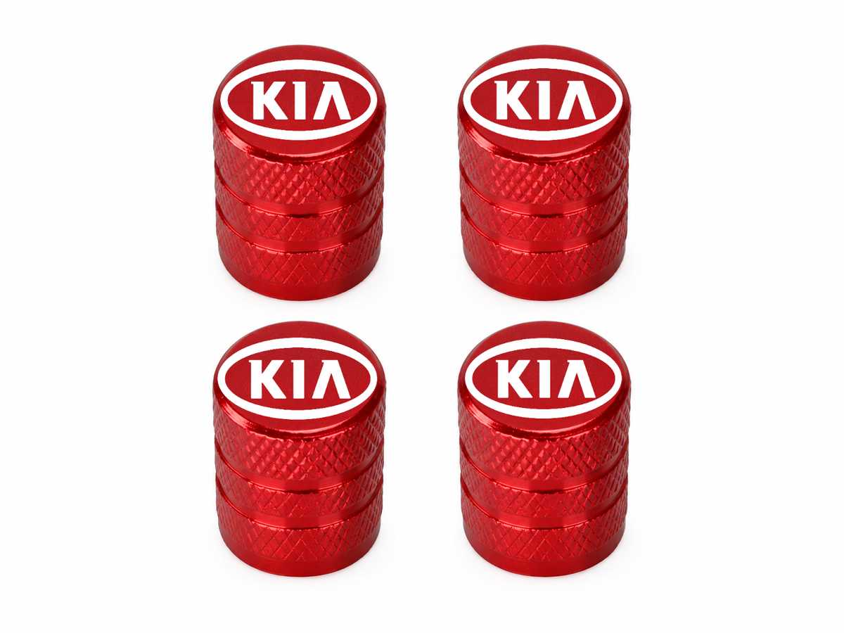 Set 4 Capacele Ventil Auto din Aluminiu cu Sigla Kia - Rosu