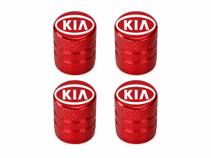 Set 4 Capacele Ventil Auto din Aluminiu cu Sigla Kia - Rosu