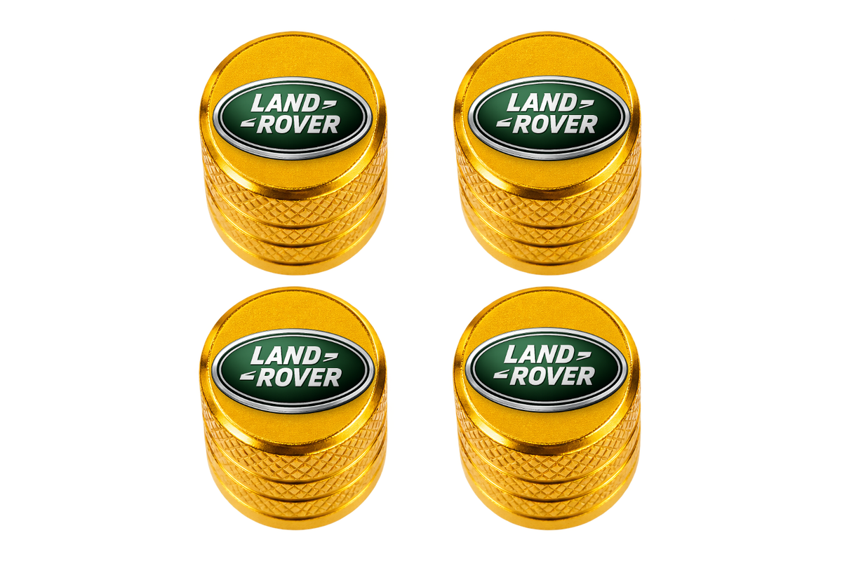 Set 4 Capacele Ventil Auto din Aluminiu cu Sigla Land Rover - Gold