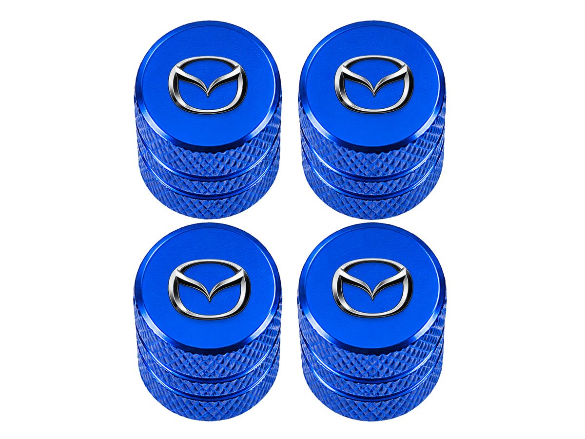 Set 4 Capacele Ventil Auto din Aluminiu cu Sigla Mazda - Albastru