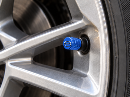 Set 4 Capacele Ventil Auto din Aluminiu cu Sigla Mazda - Albastru