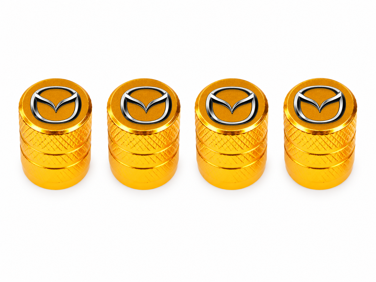 Set 4 Capacele Ventil Auto din Aluminiu cu Sigla Mazda - Gold