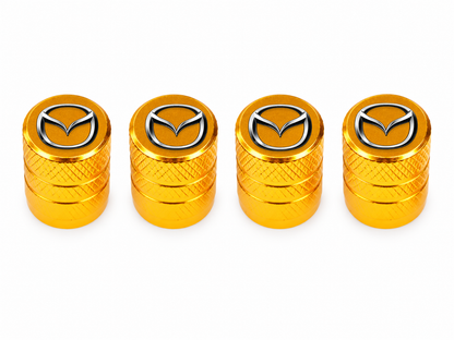 Set 4 Capacele Ventil Auto din Aluminiu cu Sigla Mazda - Gold