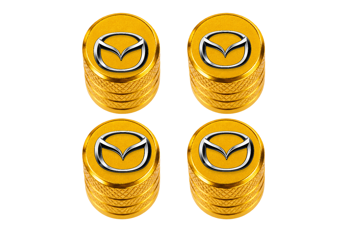Set 4 Capacele Ventil Auto din Aluminiu cu Sigla Mazda - Gold