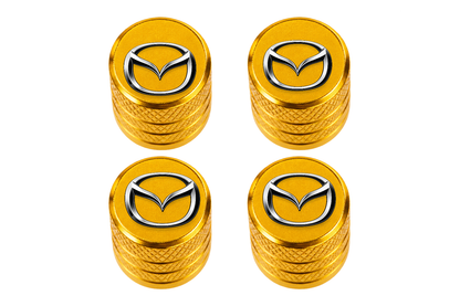Set 4 Capacele Ventil Auto din Aluminiu cu Sigla Mazda - Gold