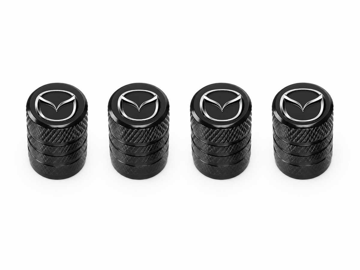 Set 4 Capacele Ventil Auto din Aluminiu cu Sigla Mazda - Negru