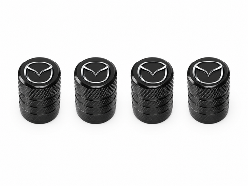 Set 4 Capacele Ventil Auto din Aluminiu cu Sigla Mazda - Negru