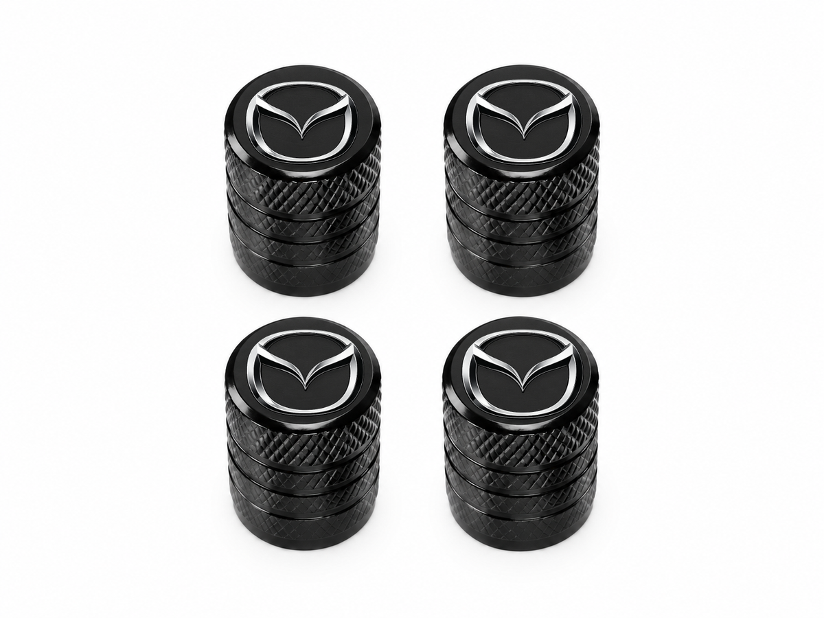 Set 4 Capacele Ventil Auto din Aluminiu cu Sigla Mazda - Negru