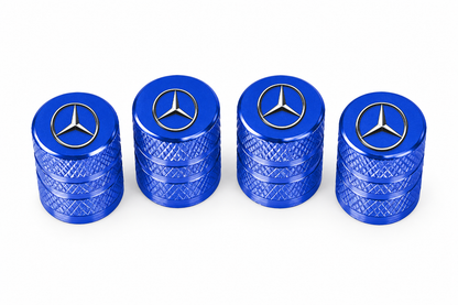 Set 4 Capacele Ventil Auto din Aluminiu cu Sigla Mercedes-Benz - Albastru
