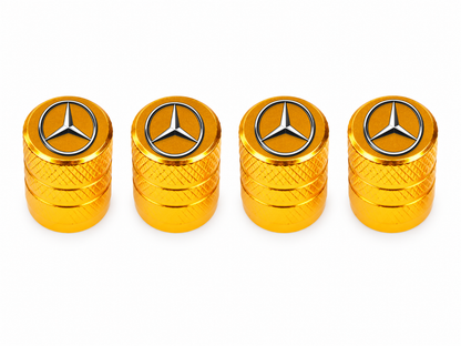 Set 4 Capacele Ventil Auto din Aluminiu cu Sigla Mercedes-Benz - Gold