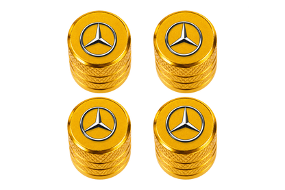 Set 4 Capacele Ventil Auto din Aluminiu cu Sigla Mercedes-Benz - Gold