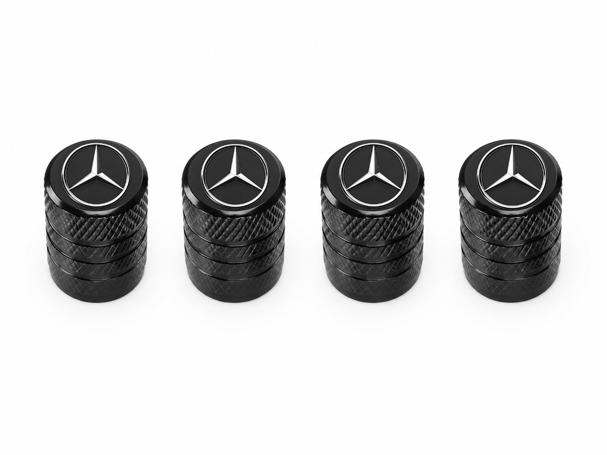 Set 4 Capacele Ventil Auto din Aluminiu cu Sigla Mercedes-Benz - Negru
