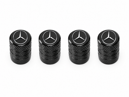 Set 4 Capacele Ventil Auto din Aluminiu cu Sigla Mercedes-Benz - Negru