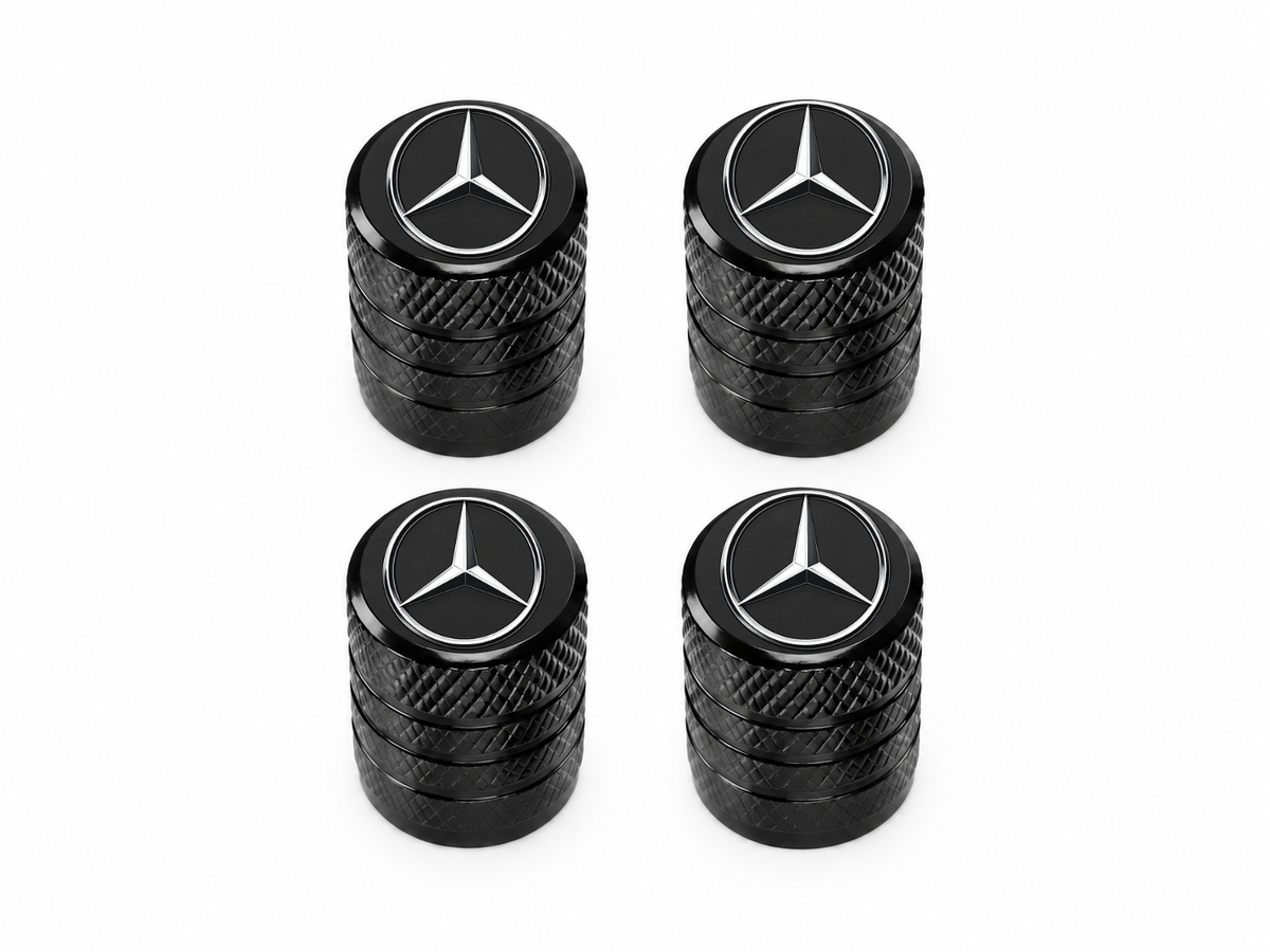 Set 4 Capacele Ventil Auto din Aluminiu cu Sigla Mercedes-Benz - Negru