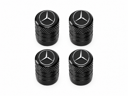 Set 4 Capacele Ventil Auto din Aluminiu cu Sigla Mercedes-Benz - Negru