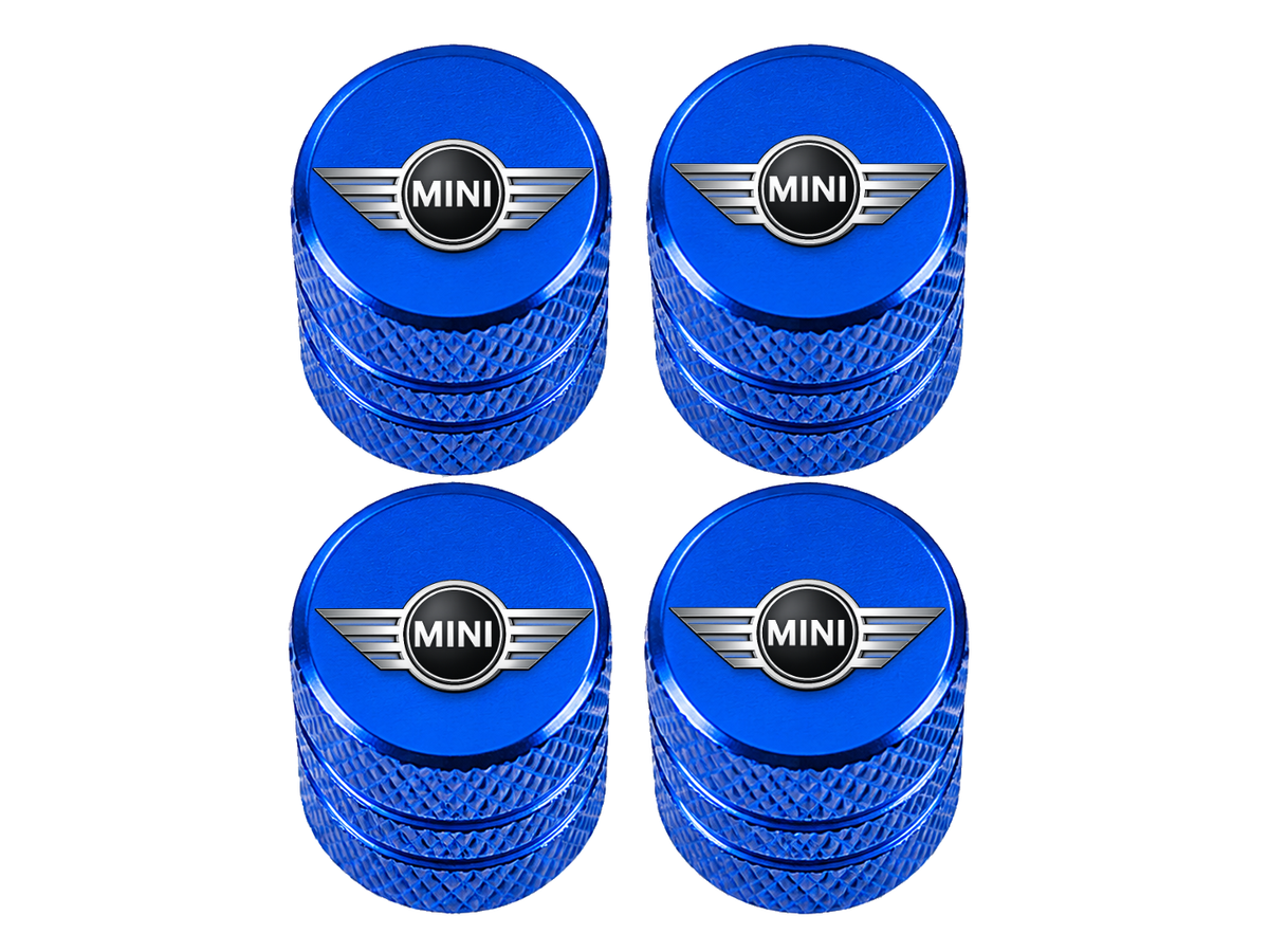 Set 4 Capacele Ventil Auto din Aluminiu cu Sigla Mini Cooper - Albastru