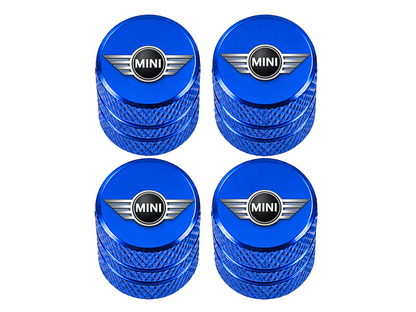 Set 4 Capacele Ventil Auto din Aluminiu cu Sigla Mini Cooper - Albastru