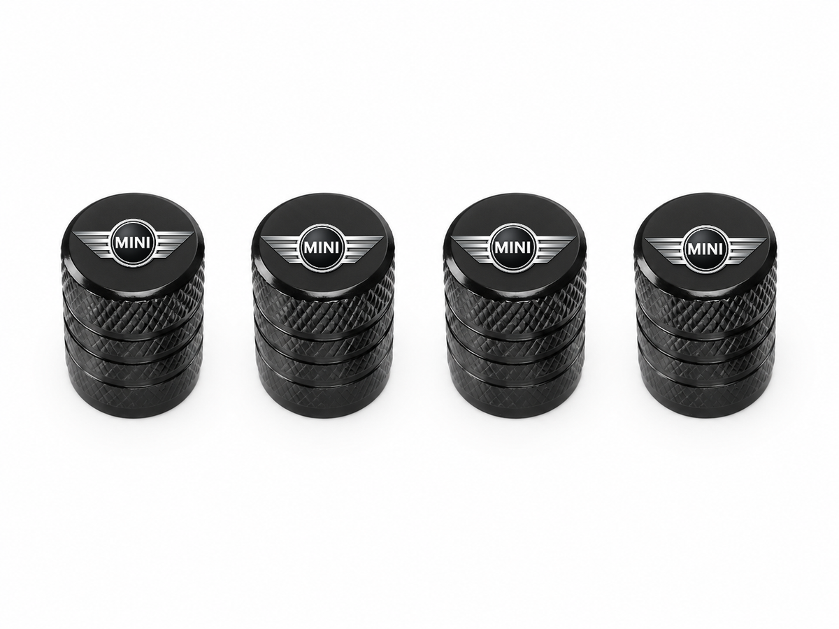 Set 4 Capacele Ventil Auto din Aluminiu cu Sigla Mini Cooper - Negru
