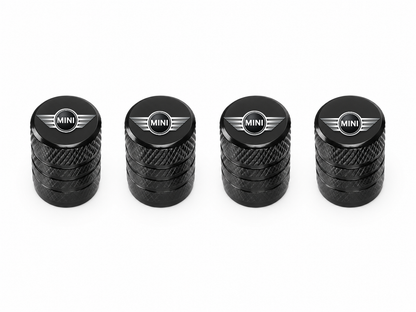 Set 4 Capacele Ventil Auto din Aluminiu cu Sigla Mini Cooper - Negru