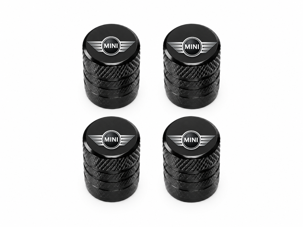 Set 4 Capacele Ventil Auto din Aluminiu cu Sigla Mini Cooper - Negru