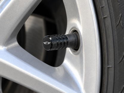 Set 4 Capacele Ventil Auto din Aluminiu cu Sigla Mini Cooper - Negru
