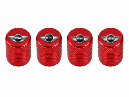 Set 4 Capacele Ventil Auto din Aluminiu cu Sigla Mini Cooper - Rosu