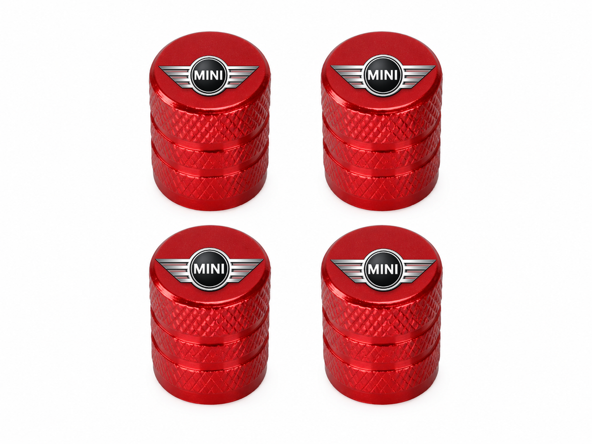 Set 4 Capacele Ventil Auto din Aluminiu cu Sigla Mini Cooper - Rosu